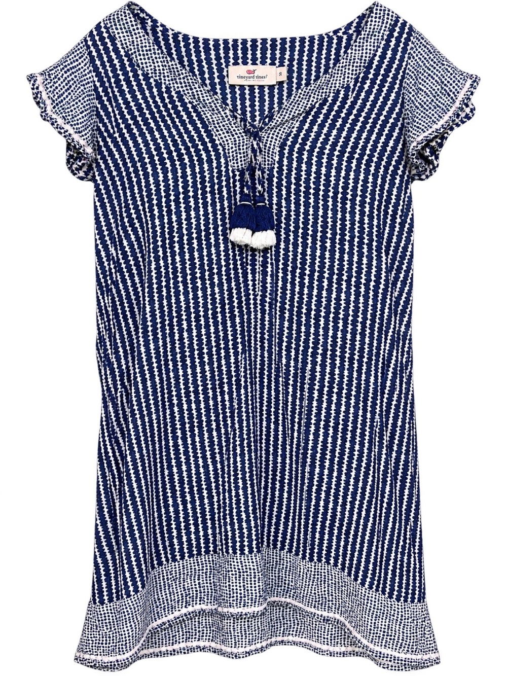 Vineyard Vines women’s ' Navy & White Tassel Shift Dress
